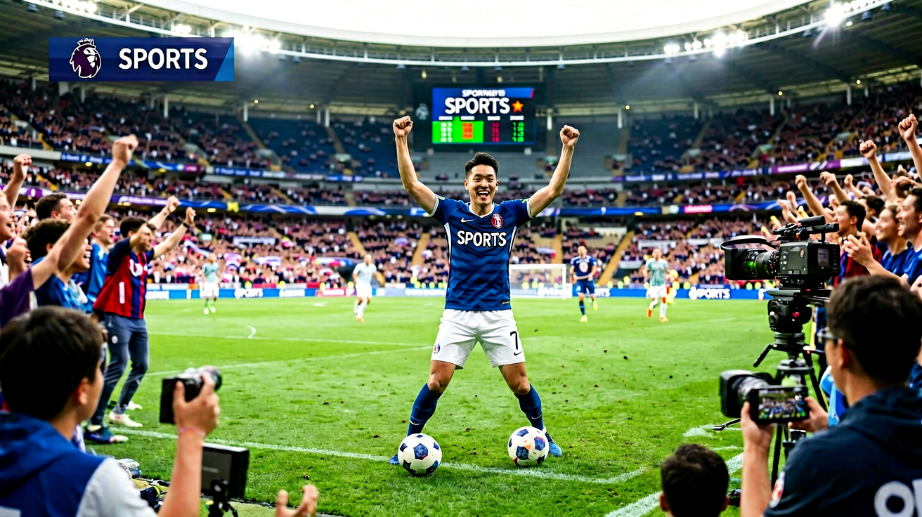 体育场内观众欢呼庆祝进球